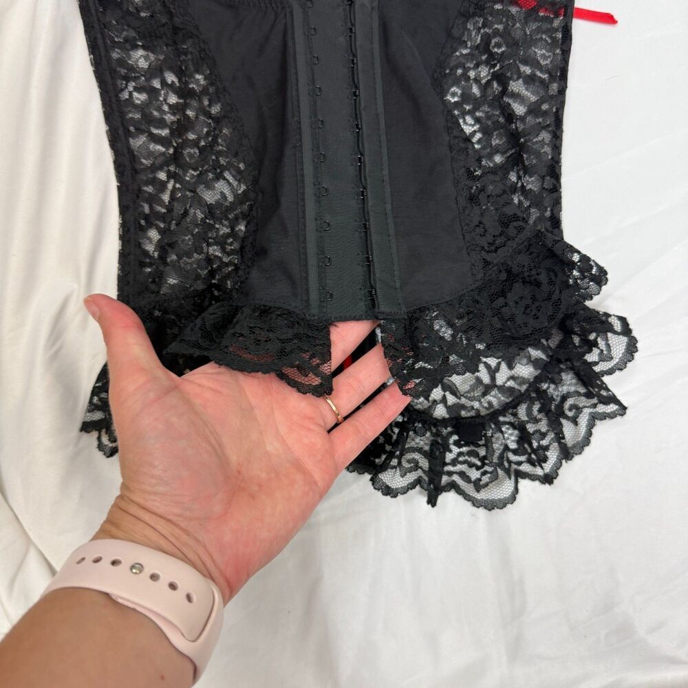 Vintage Jezebel Renee of Hollywood Corset Bra Whimsigoth Black Lace Up Size 32B - Picture 5 of 11